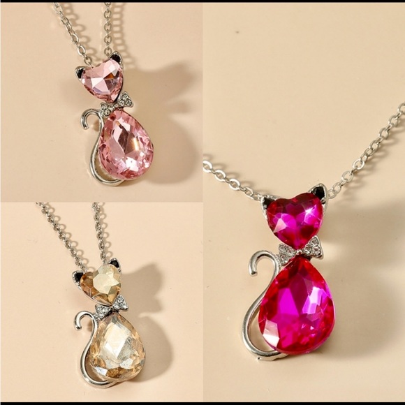 NWT Brand New Gorgeous Rhinestone Cat Necklace Amazing Quality Pendant And Chain - Picture 3 of 9